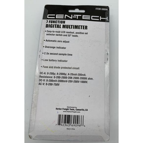 Cen-Tech 7 Function Digital Multimeter Tester AC/DC LCD New Old Stock - Picture 2 of 2
